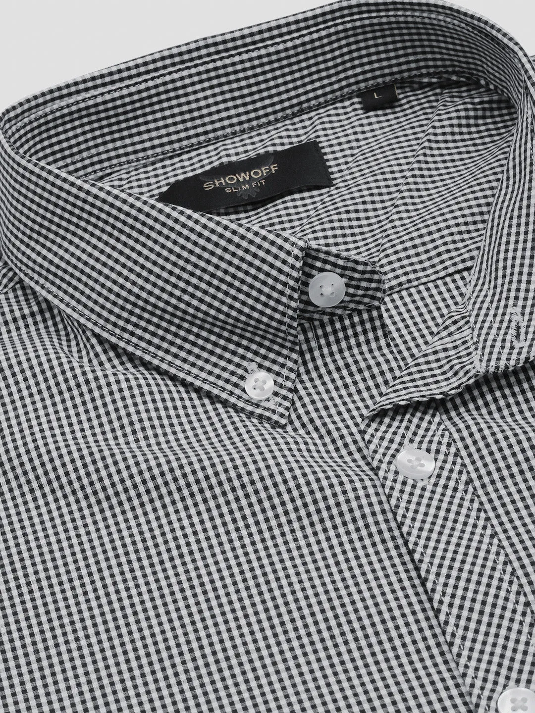 Men Black Checked Slim Fit Shirt