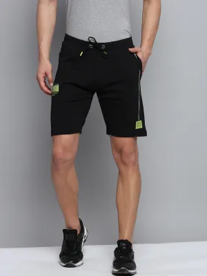 Men Black Mid-Rise Training or Gym Sports Shorts