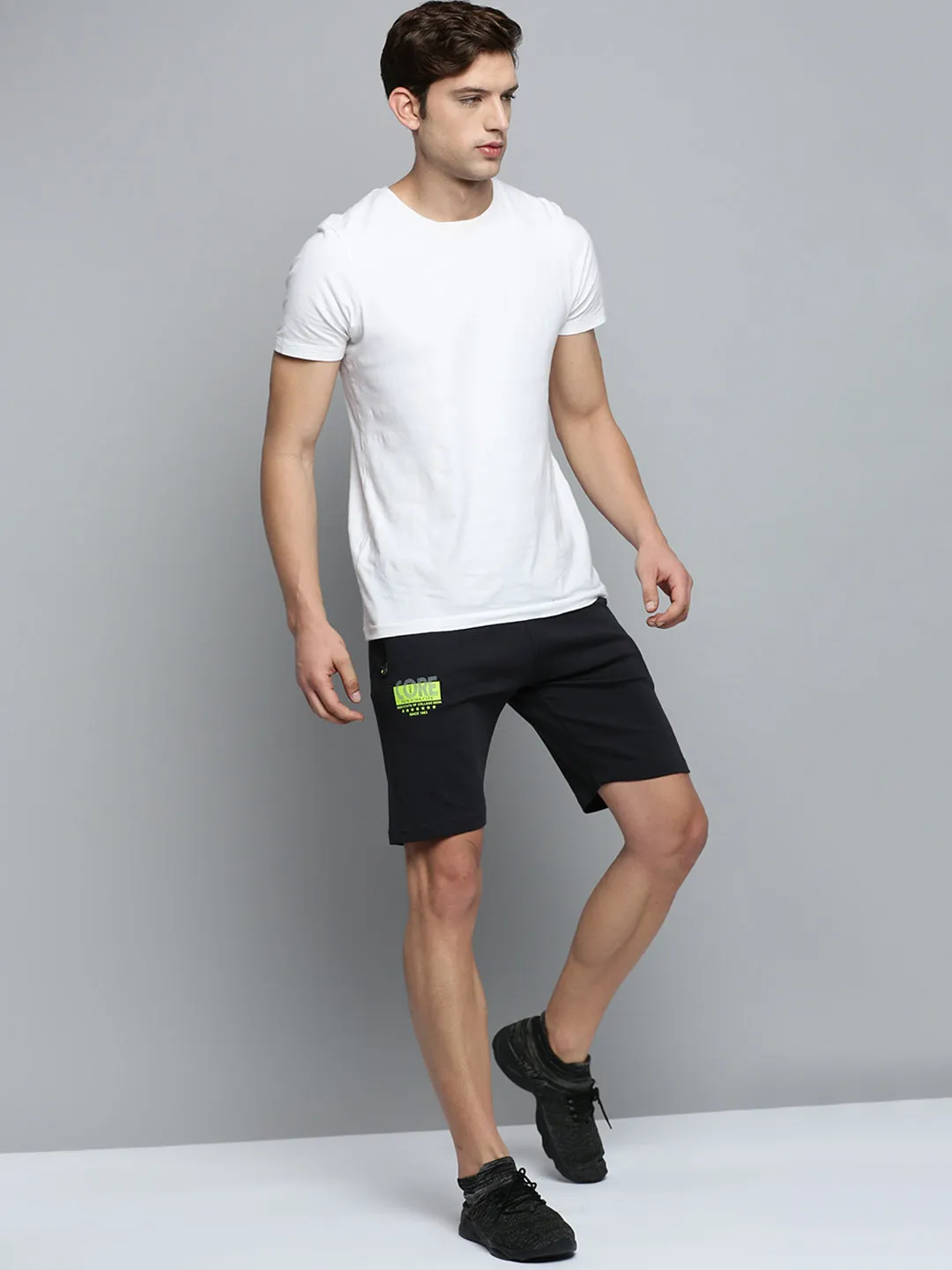 Men Black Regular Fit Sports Shorts