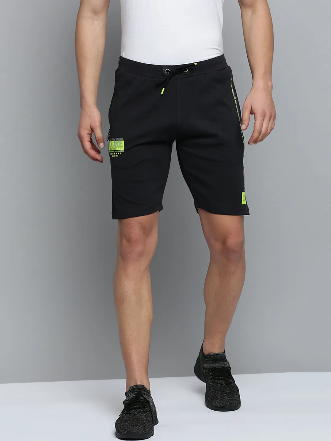 Men Black Regular Fit Sports Shorts