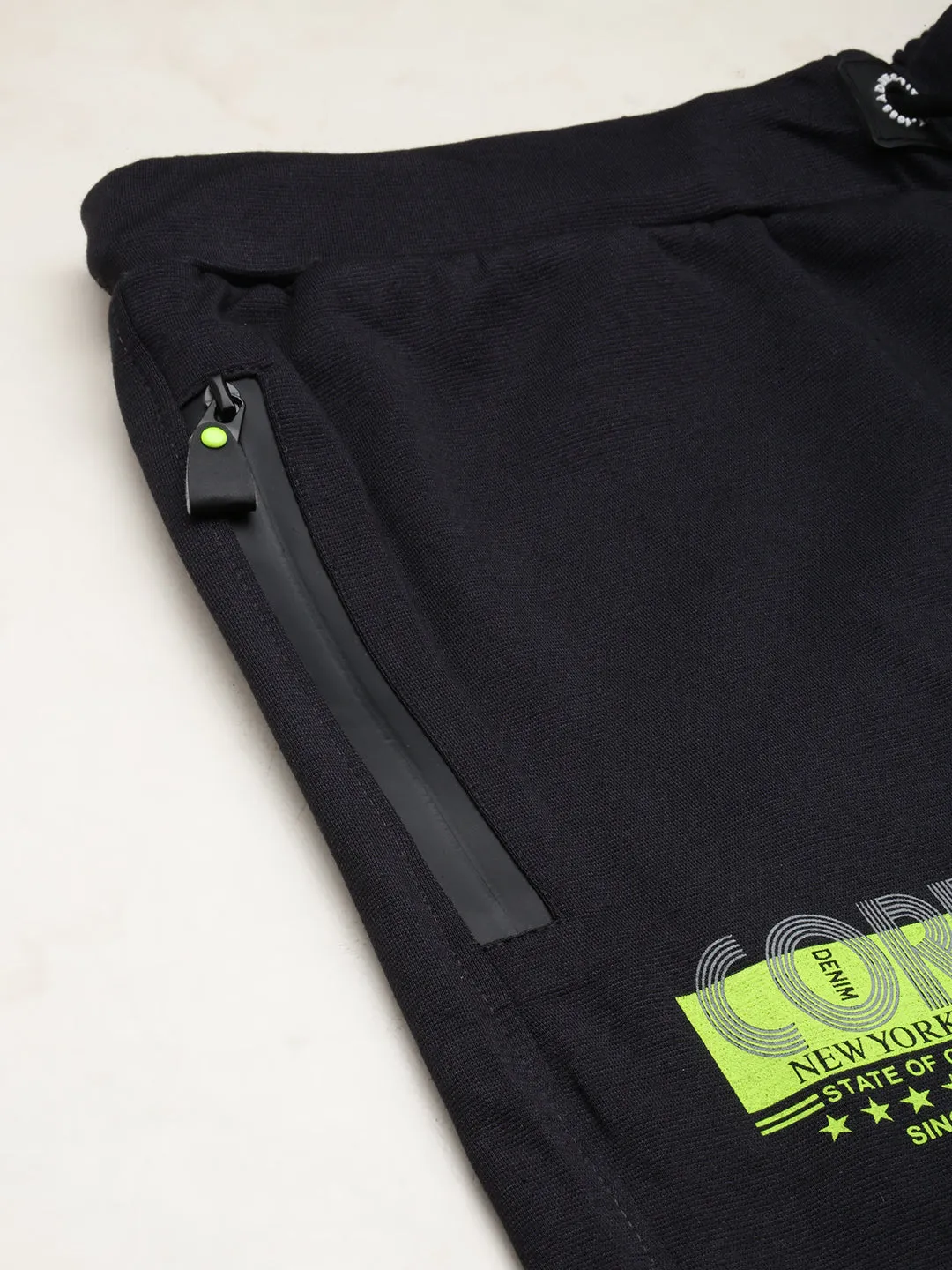 Men Black Regular Fit Sports Shorts