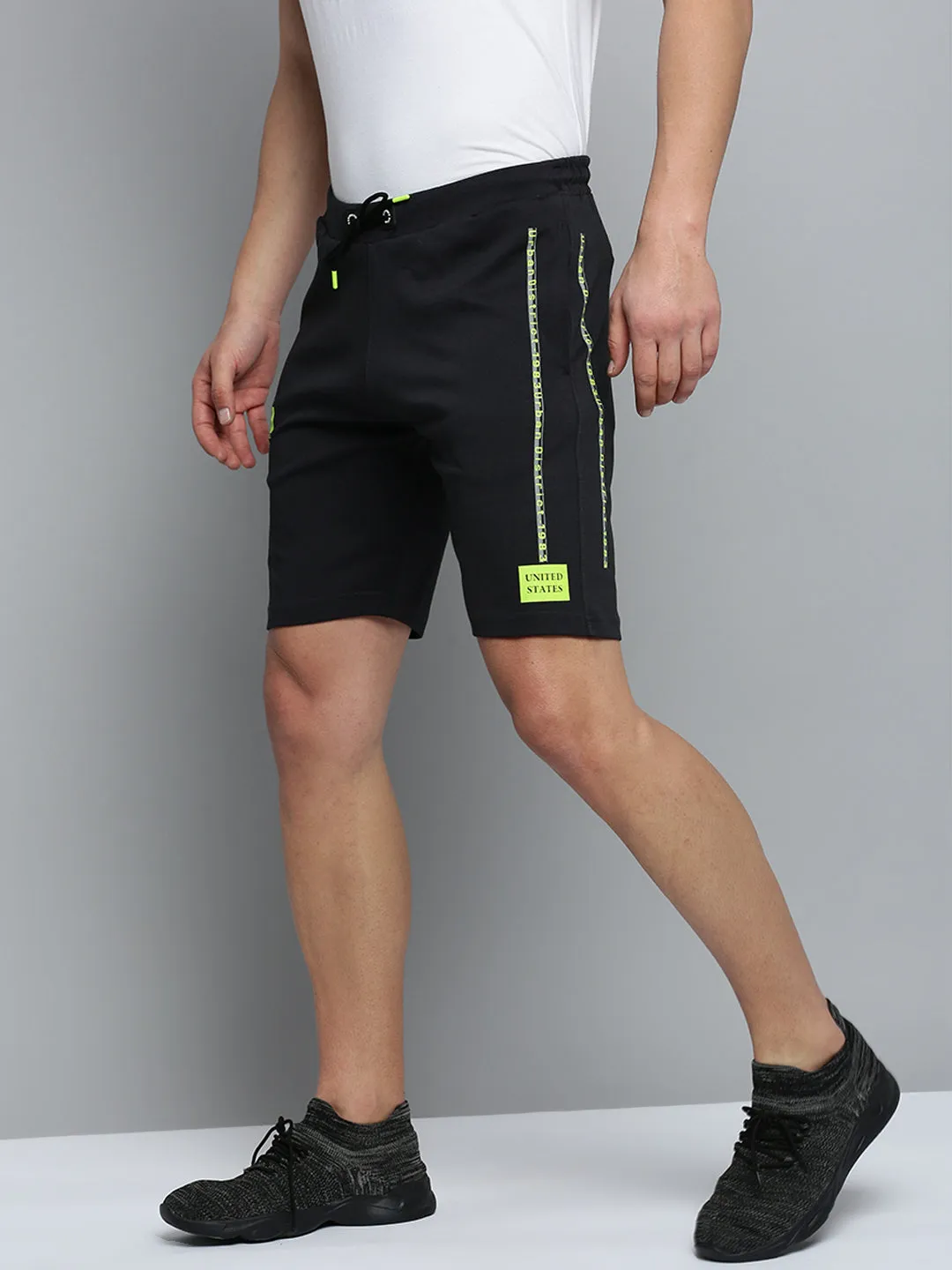 Men Black Regular Fit Sports Shorts