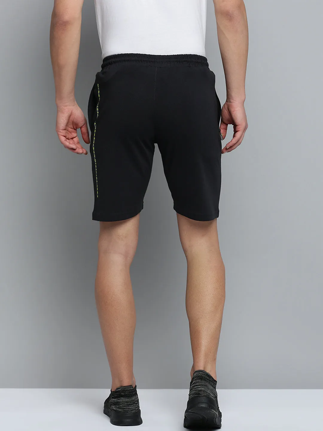 Men Black Regular Fit Sports Shorts