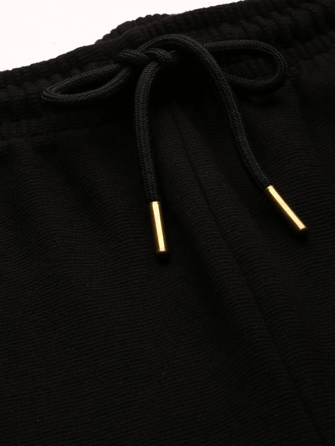 Men Black Round Neck T-Shirt & Shorts Co Ords