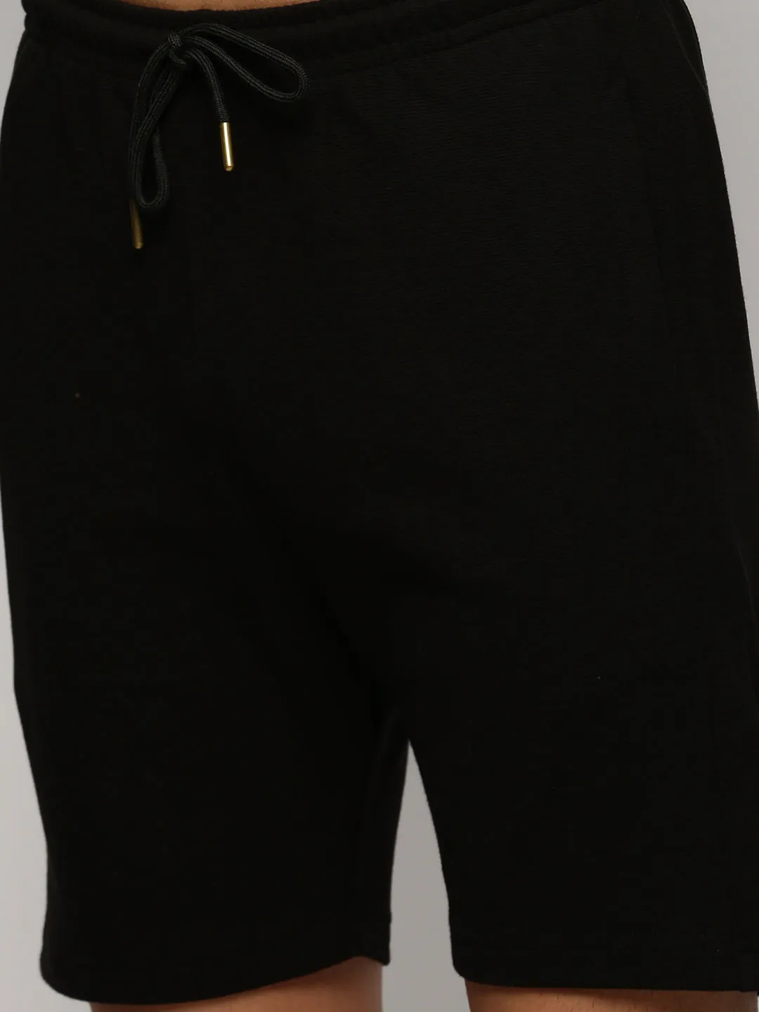 Men Black Round Neck T-Shirt & Shorts Co Ords