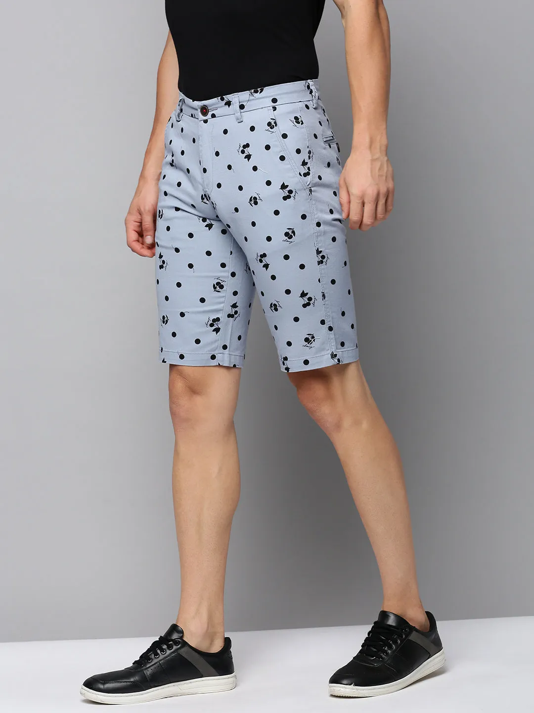 Men Blue Printed Cotton Shorts