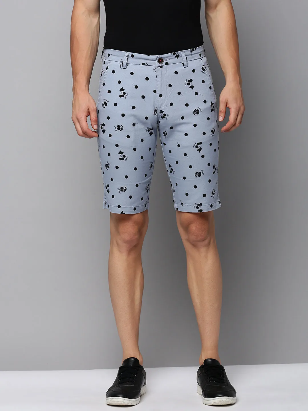 Men Blue Printed Cotton Shorts
