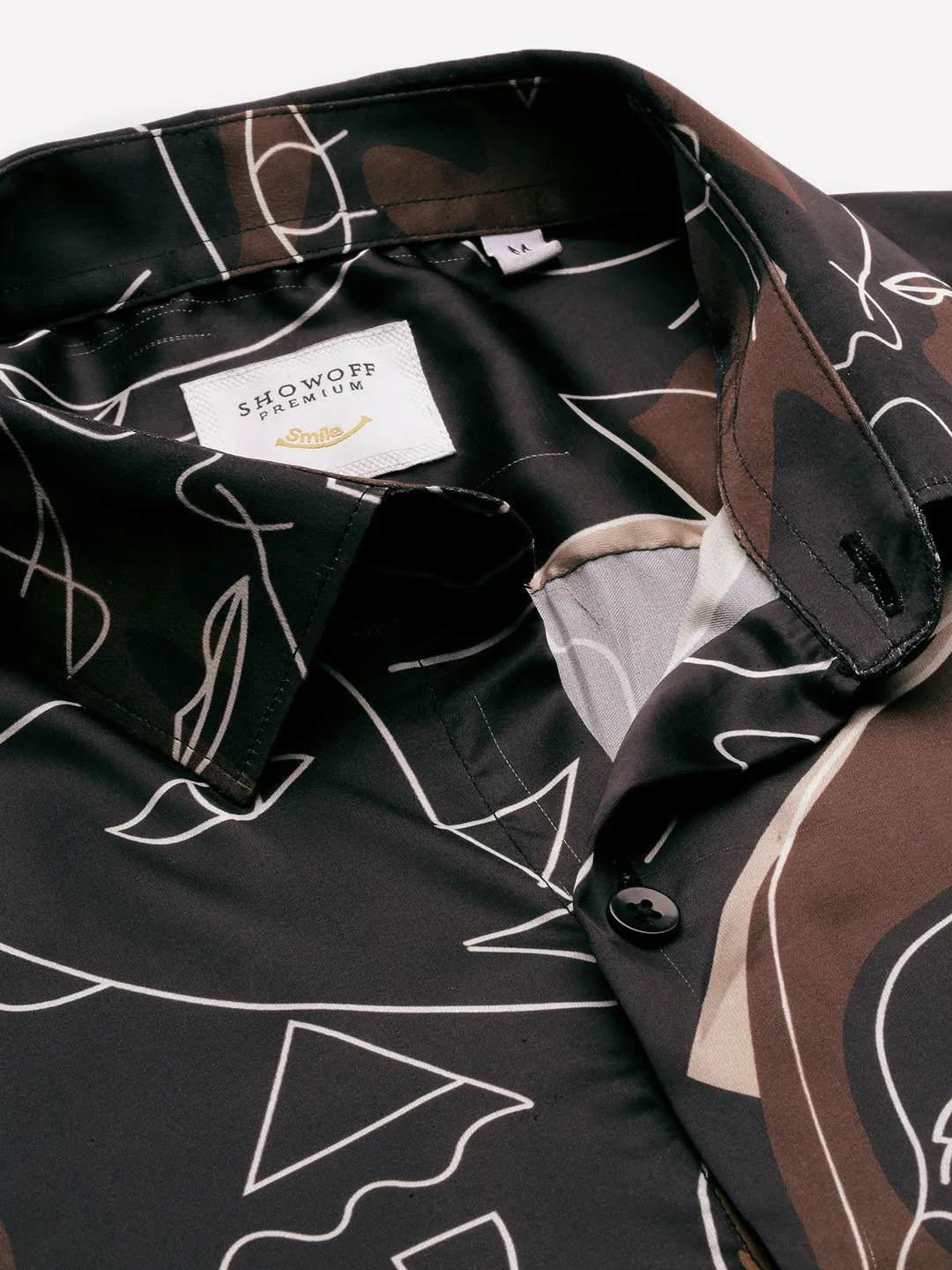 Men Graphic Black Party Shirt