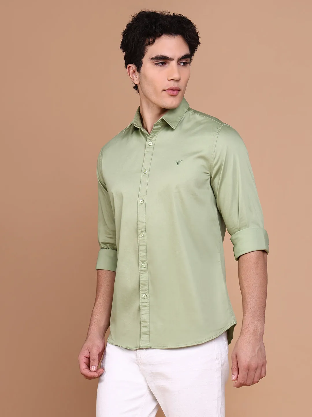 Men Green Solid Shirt