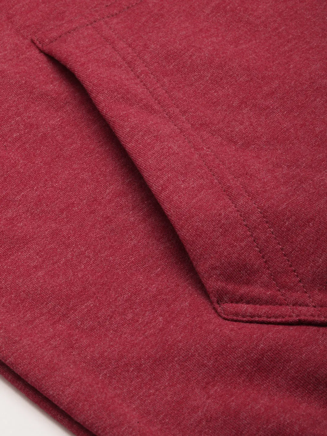 Men Maroon Printed Hooded Cotton Sweatshirt