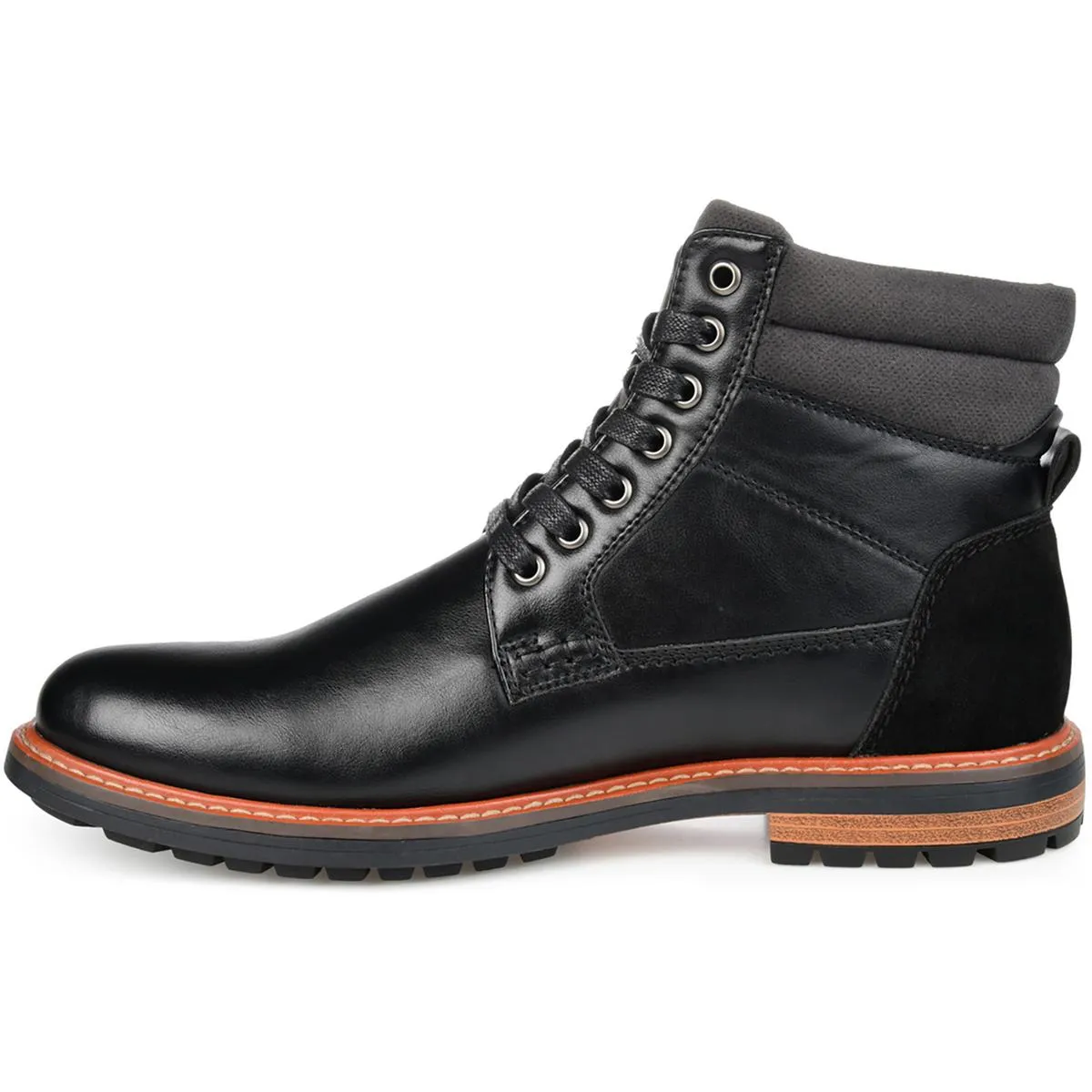Mens Lace-Up Faux Leather Combat & Lace-Up Boots