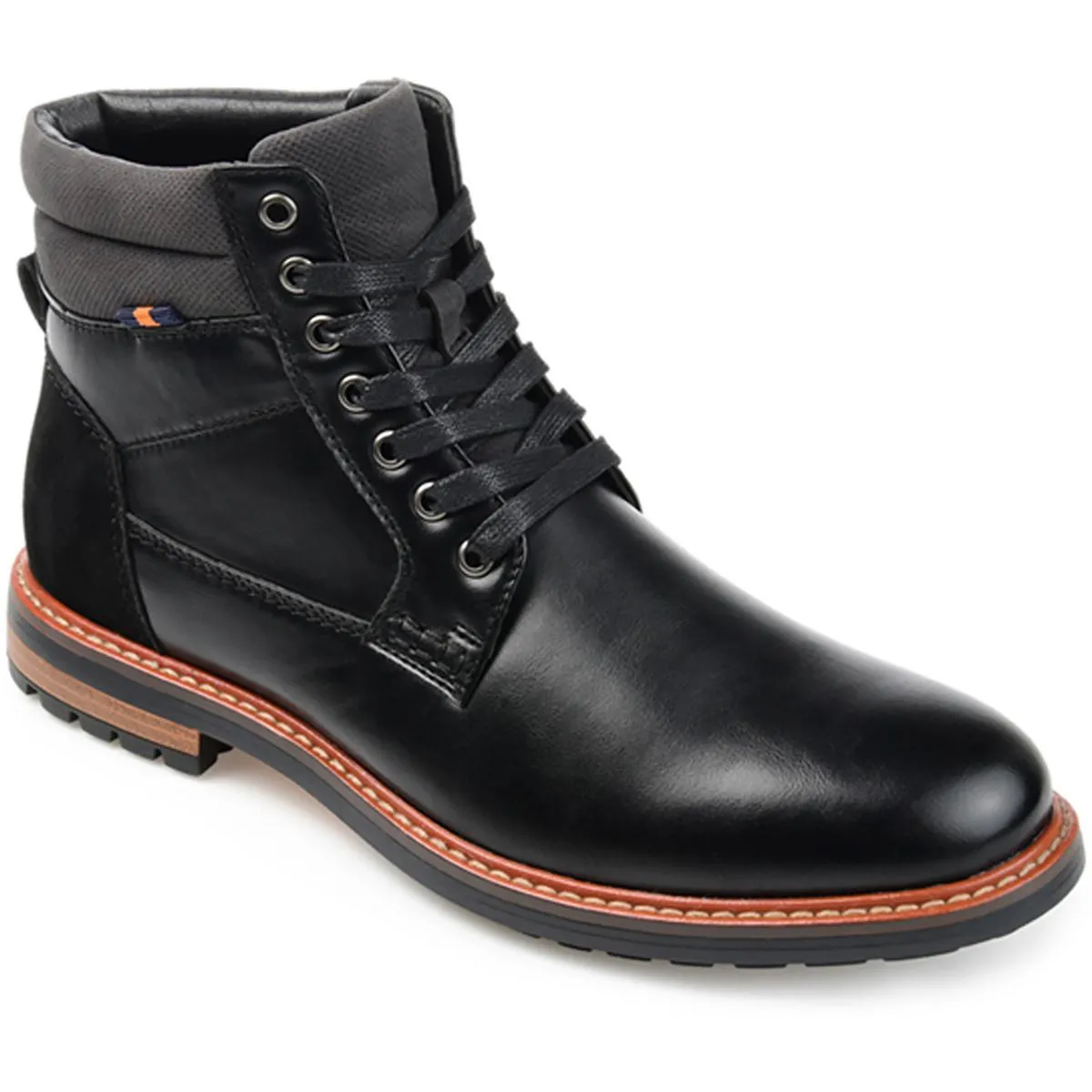 Mens Lace-Up Faux Leather Combat & Lace-Up Boots