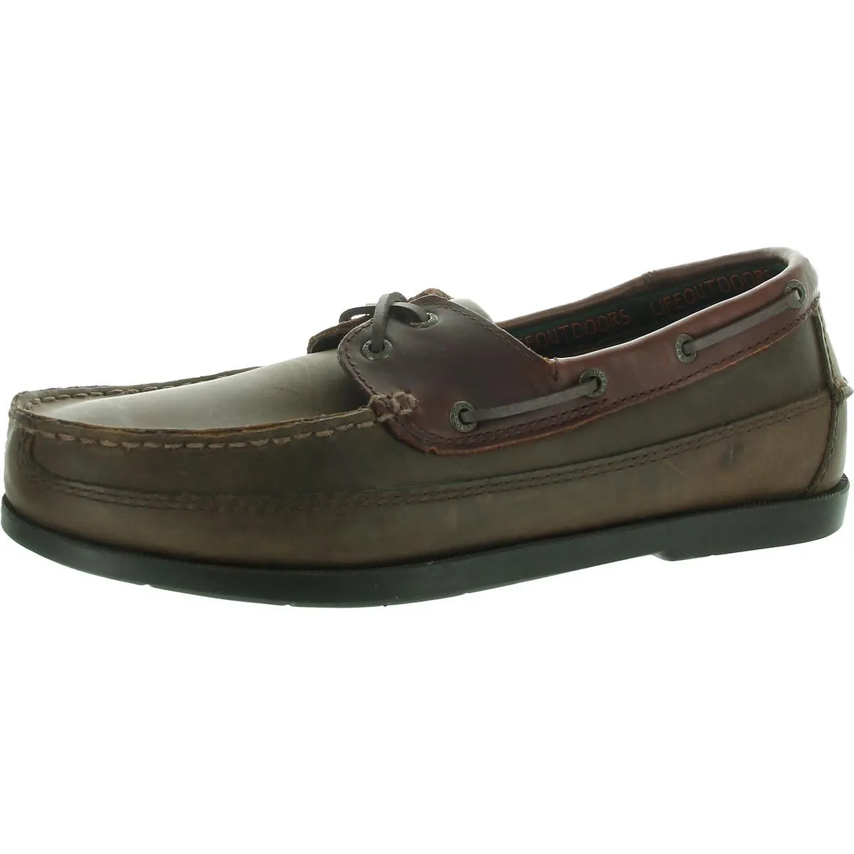 Mens Leather Lace-Up Boat Shoes