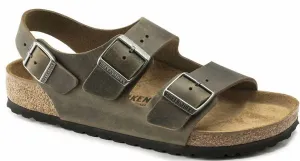 Men's Milano Sandal - Regular/wide In Oiled Leather Faded Khaki