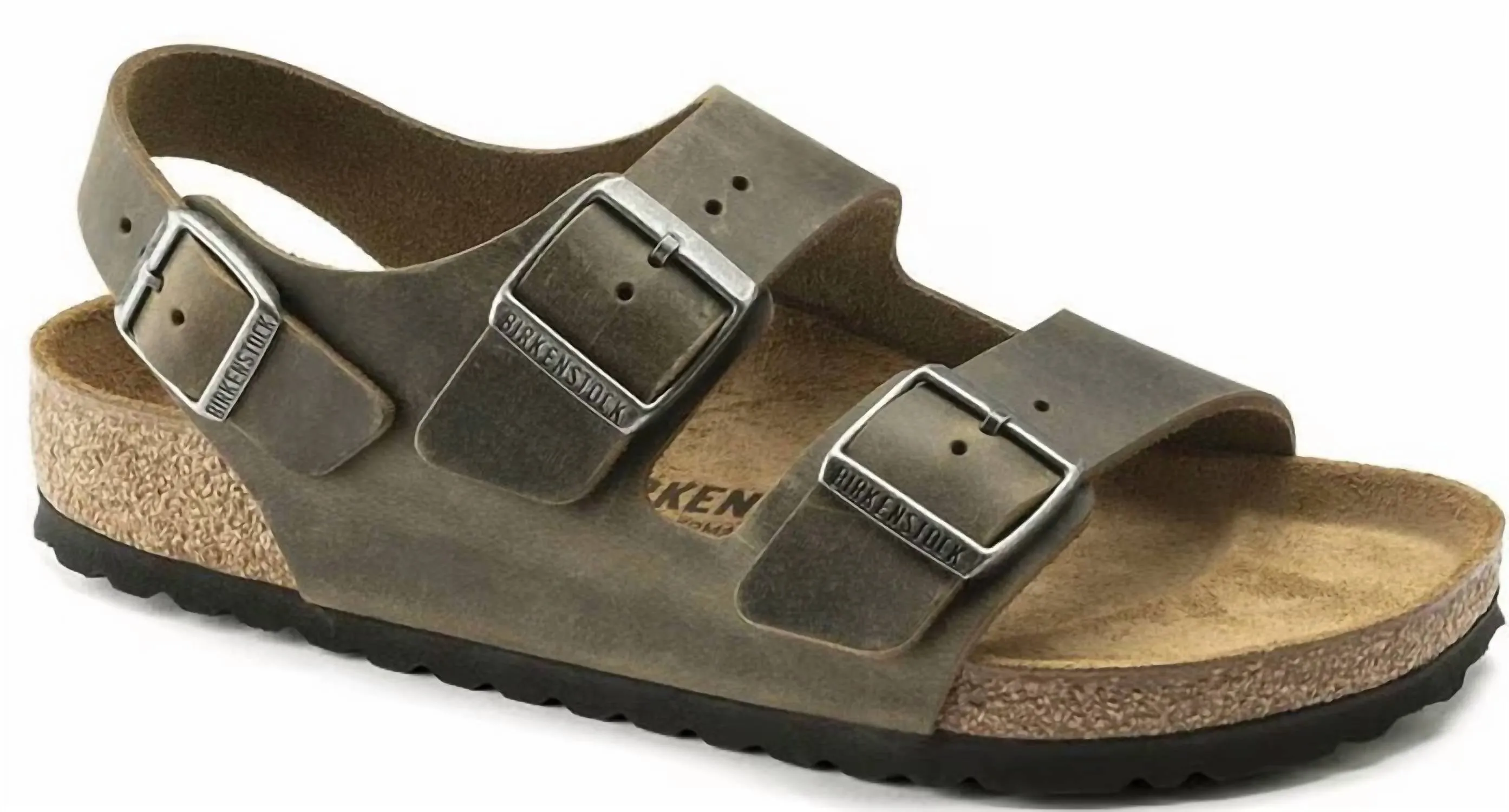 Men's Milano Sandal - Regular/wide In Oiled Leather Faded Khaki