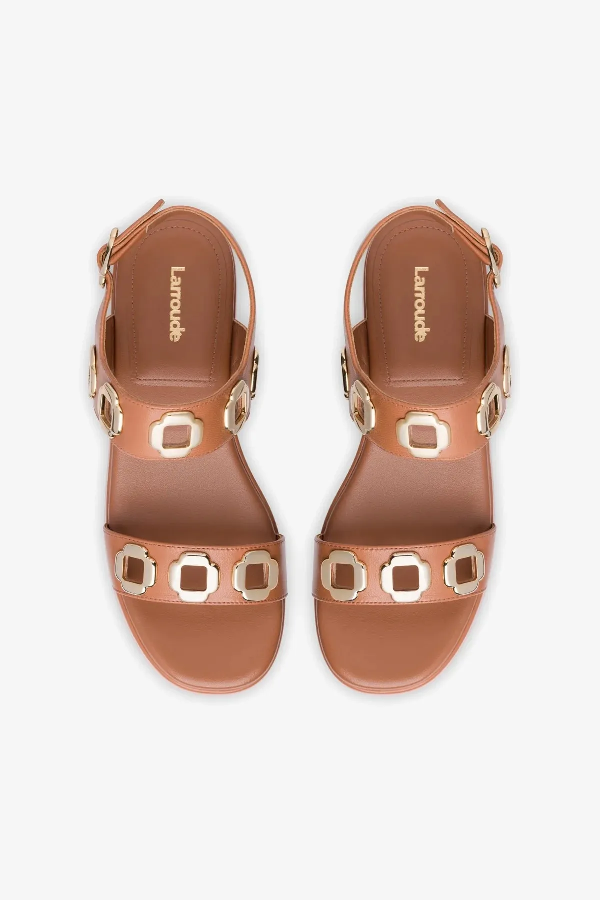 Milan Flatform Sandal In Caramel Leather