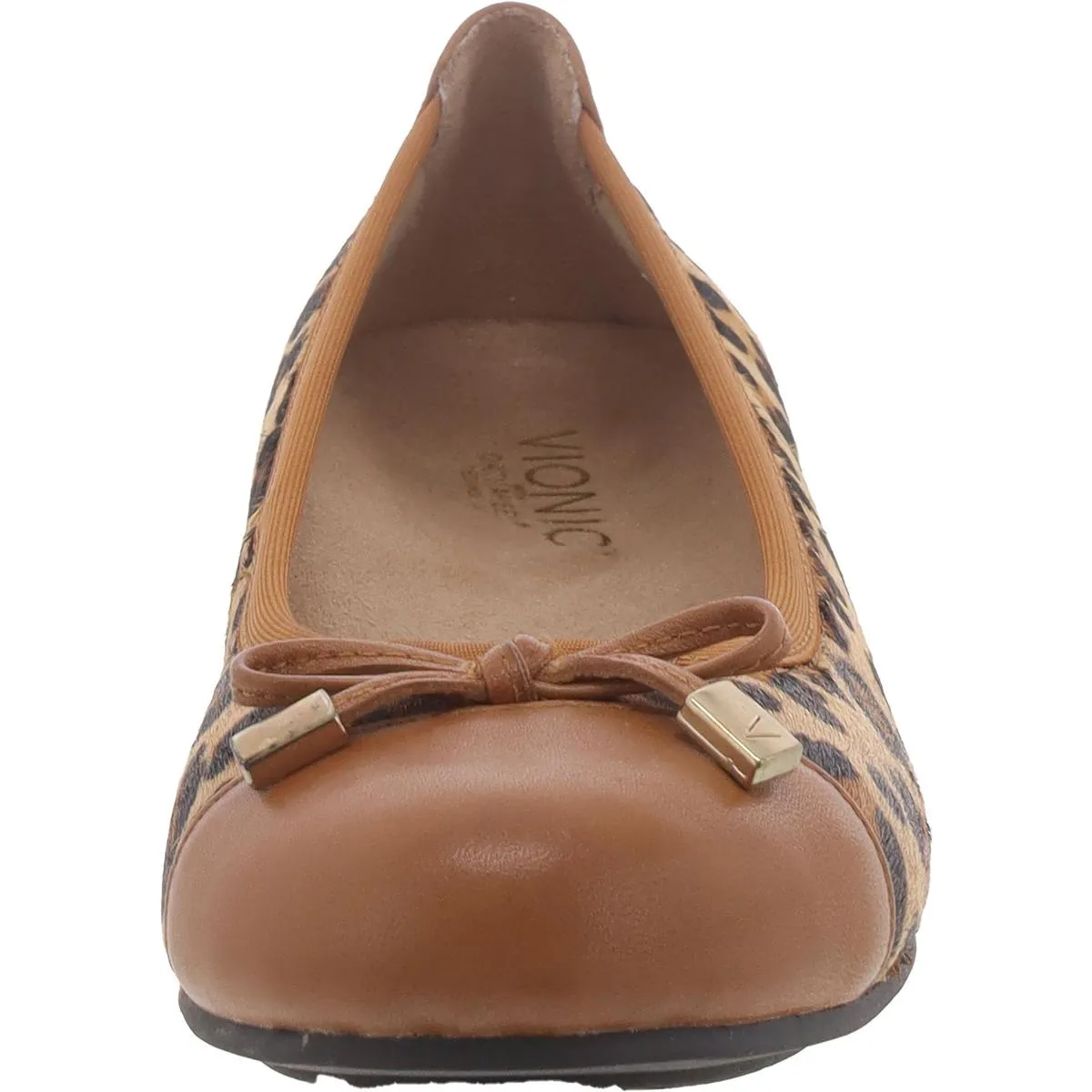 Minna Womens Calf Hair Leopard Print Ballet Flats
