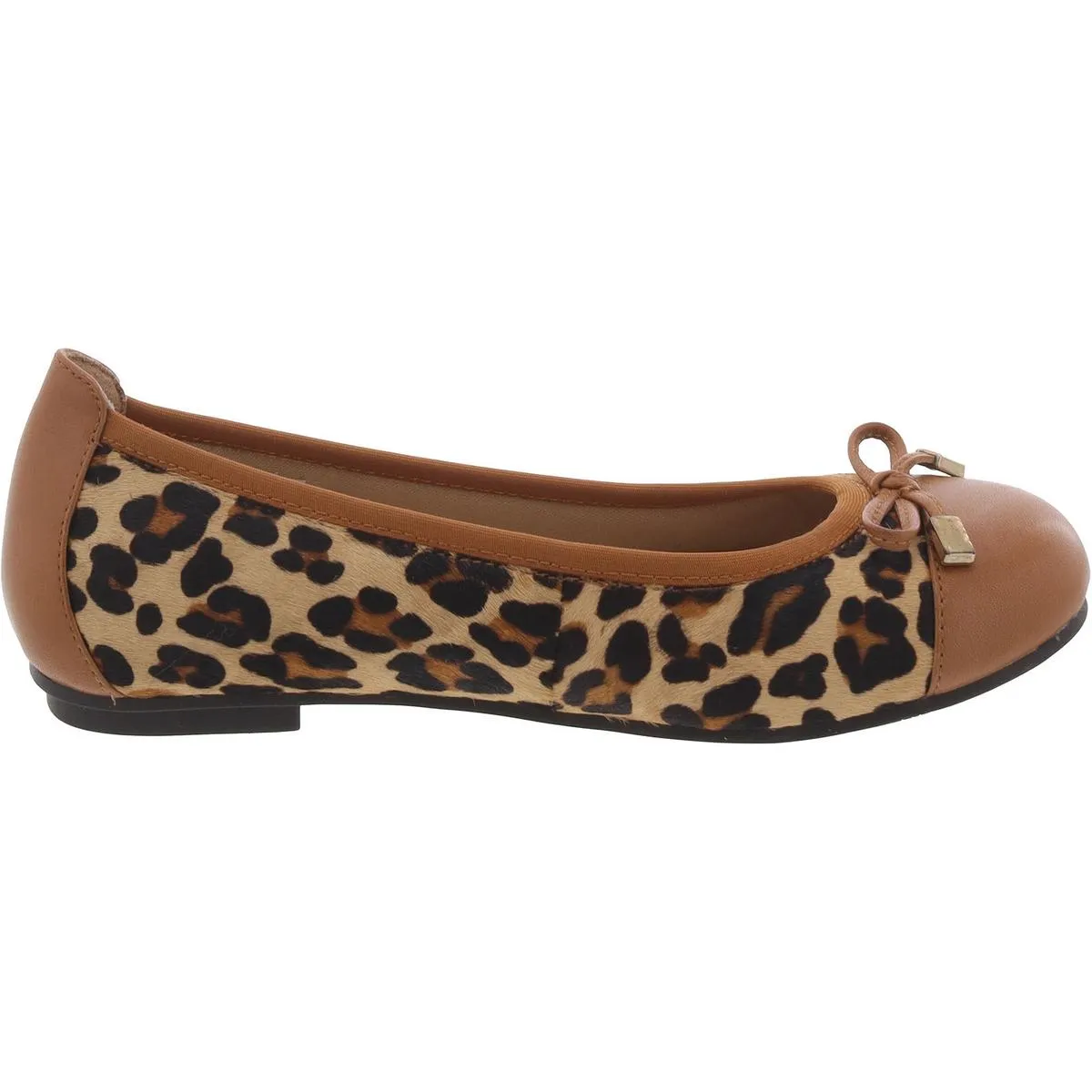 Minna Womens Calf Hair Leopard Print Ballet Flats