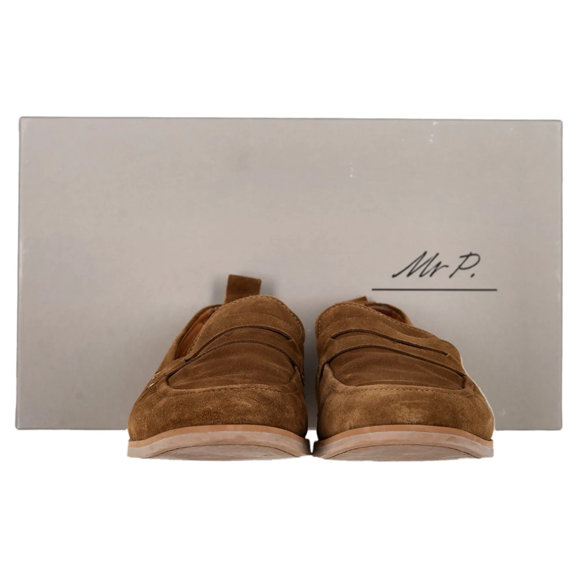 Mr P. Regenerated Penny Loafers in Brown Suede