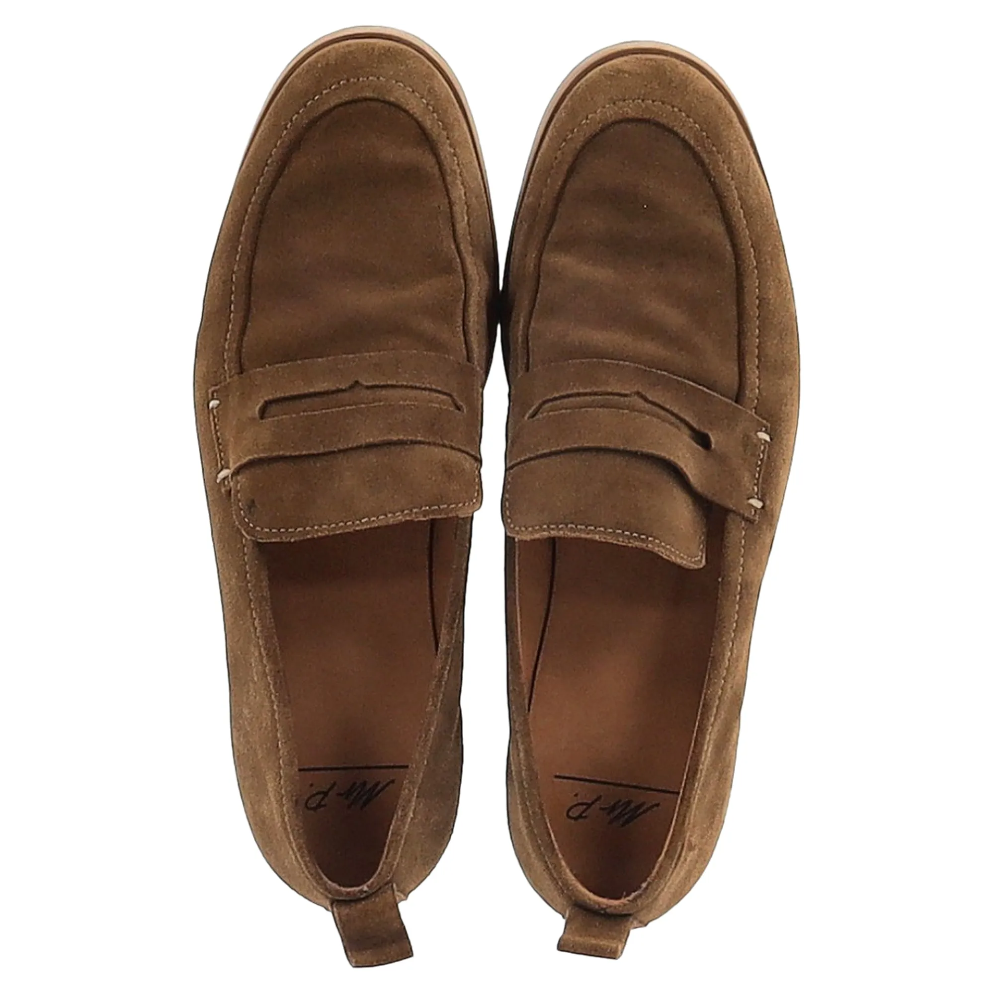 Mr P. Regenerated Penny Loafers in Brown Suede