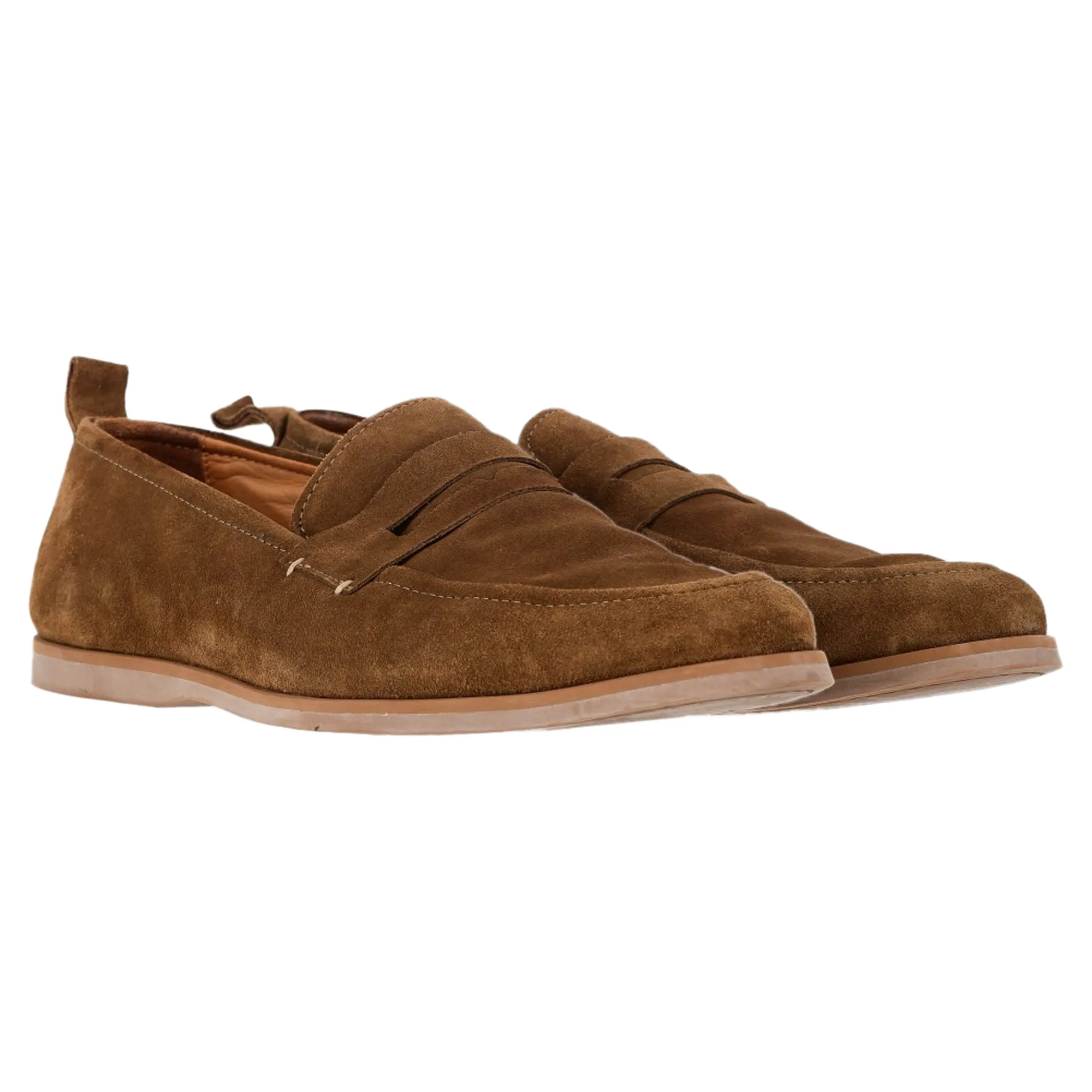 Mr P. Regenerated Penny Loafers in Brown Suede