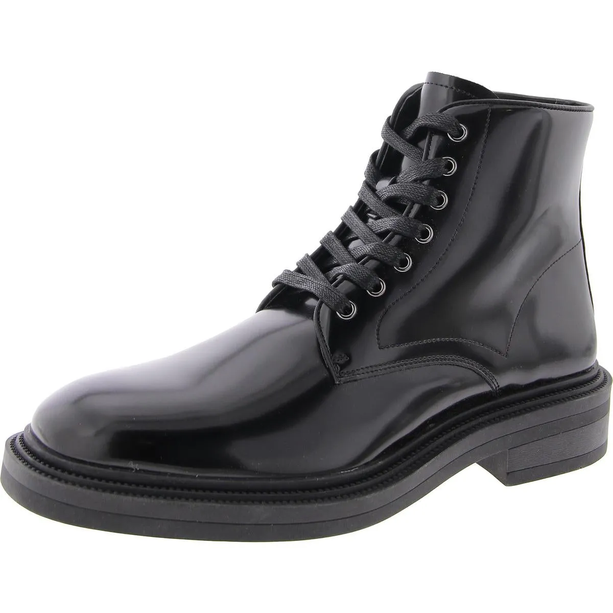 Niles Mens Faux Leather Ankle Combat & Lace-Up Boots