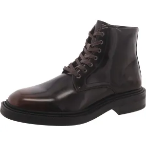 Niles Mens Faux Leather Ankle Combat & Lace-Up Boots