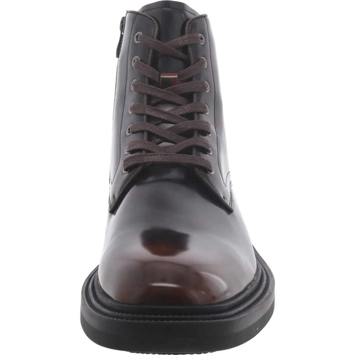 Niles Mens Faux Leather Ankle Combat & Lace-Up Boots