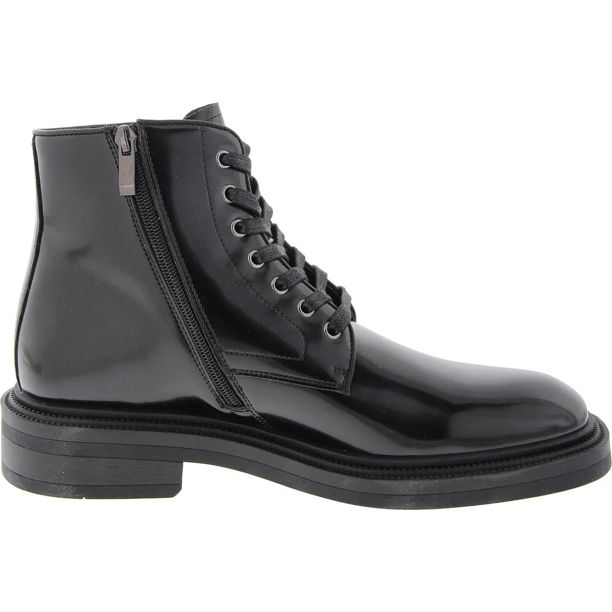 Niles Mens Faux Leather Ankle Combat & Lace-Up Boots