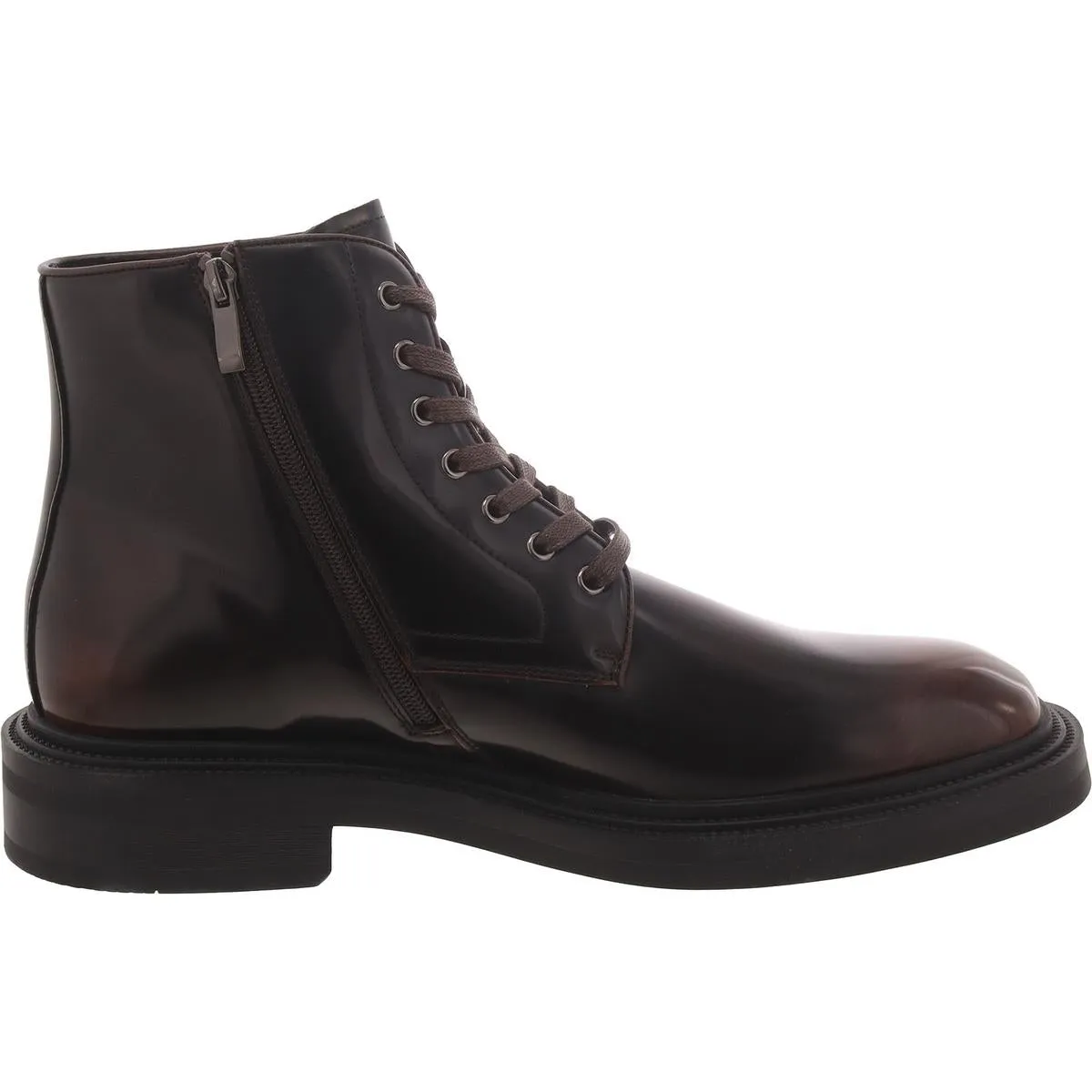 Niles Mens Faux Leather Ankle Combat & Lace-Up Boots