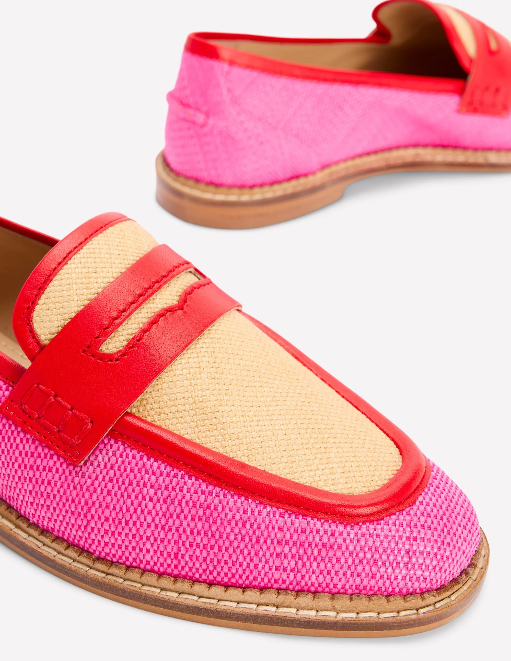 Nya Penny Loafers-Pink/Natural Colourblock