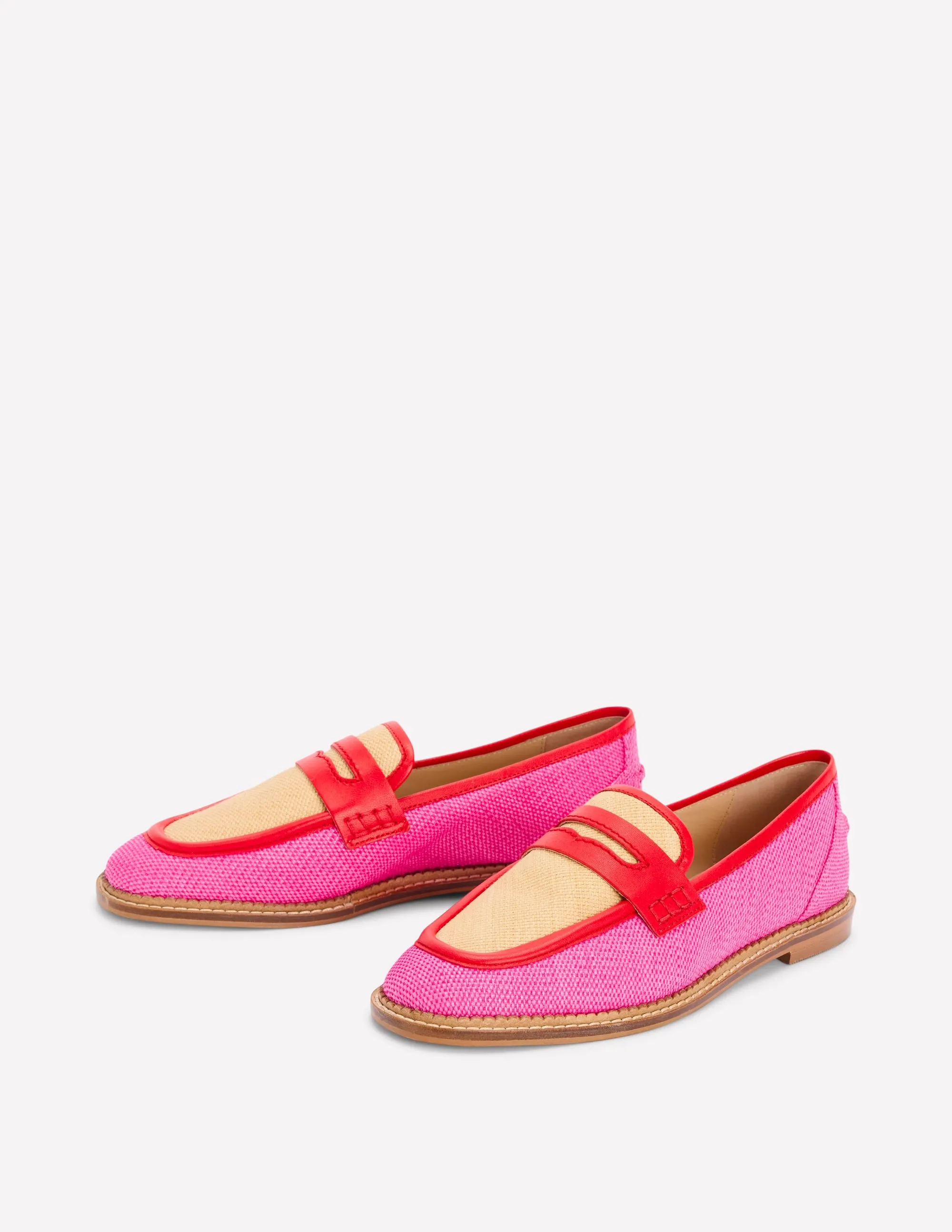 Nya Penny Loafers-Pink/Natural Colourblock