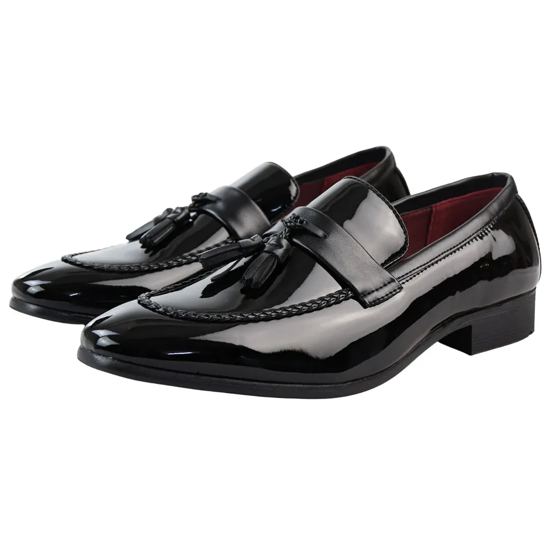 Patent Tassel Slip On Loafers