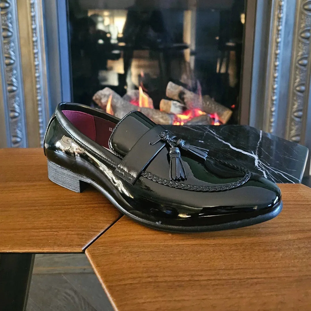Patent Tassel Slip On Loafers