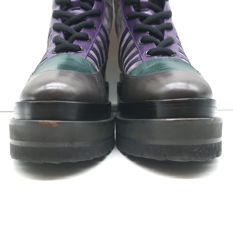 Pierre Hardy Platform Lace-Up Ankle Boots Nevada Gray Suede & Leather Size 41