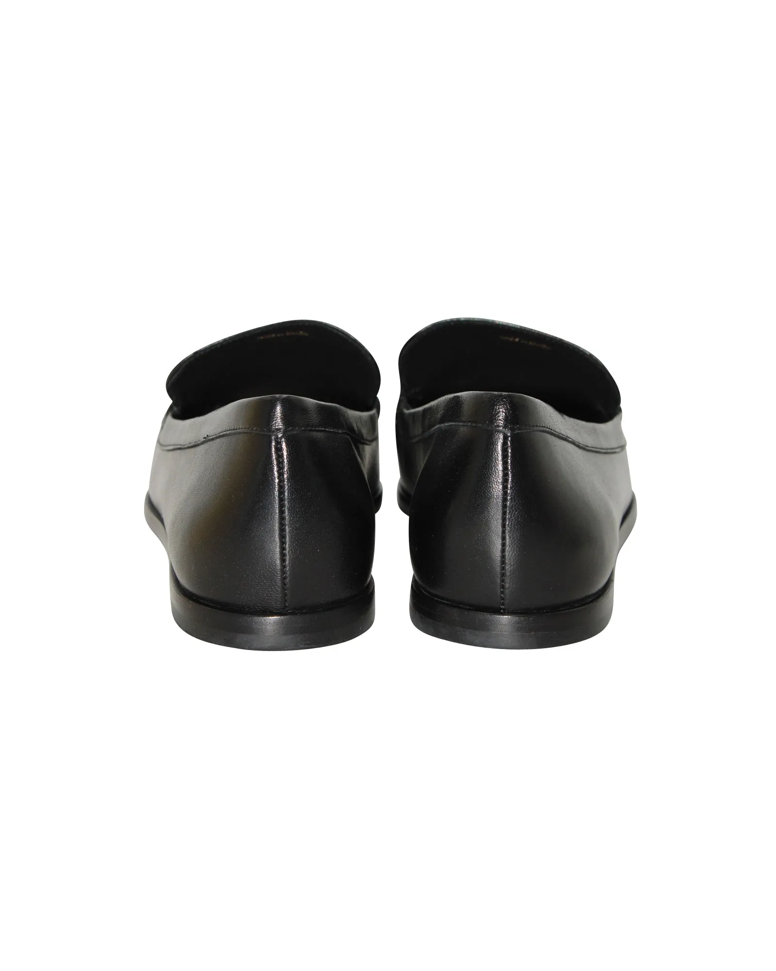 Porte & Paire Round Toe Loafers in Black Leather