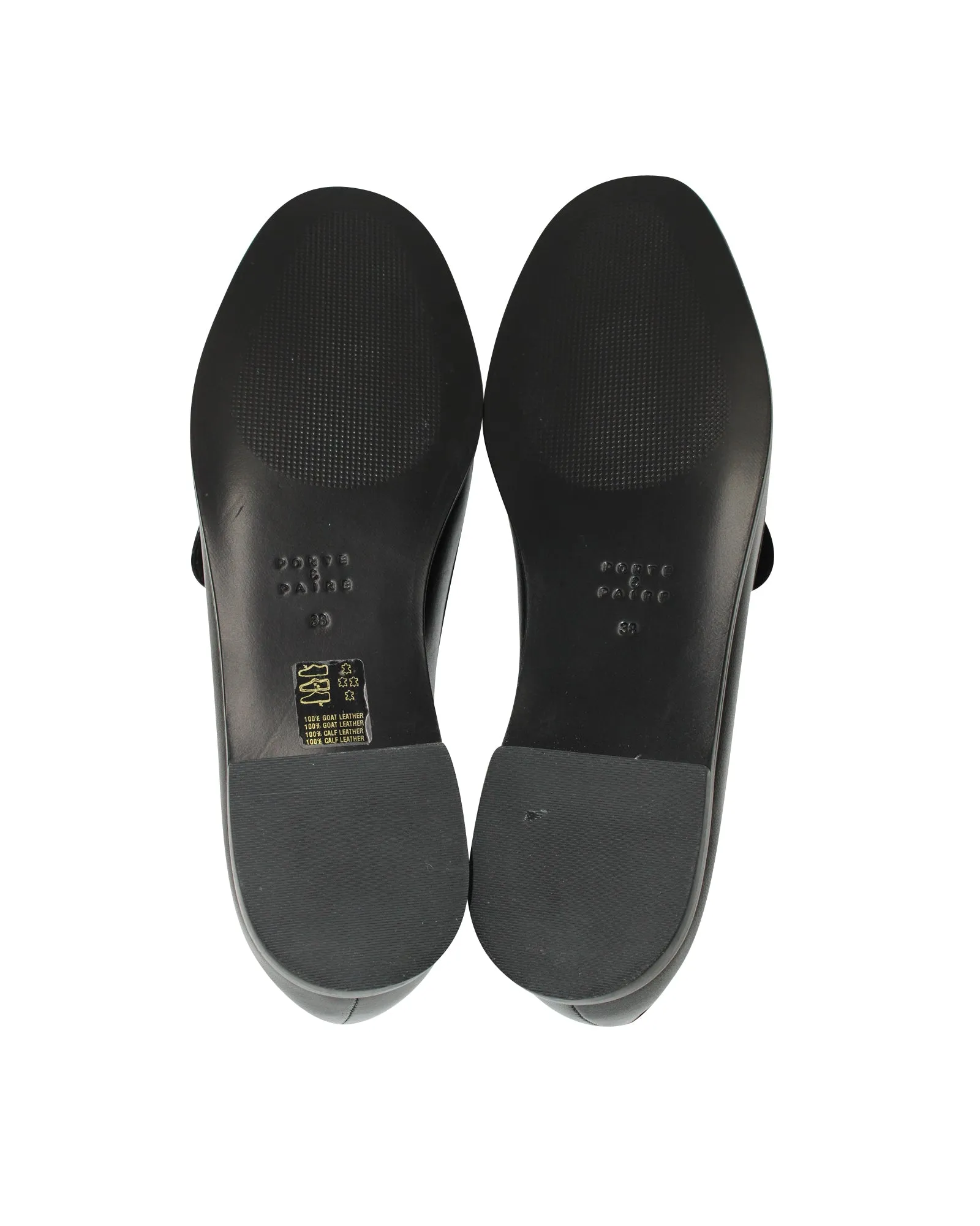 Porte & Paire Round Toe Loafers in Black Leather
