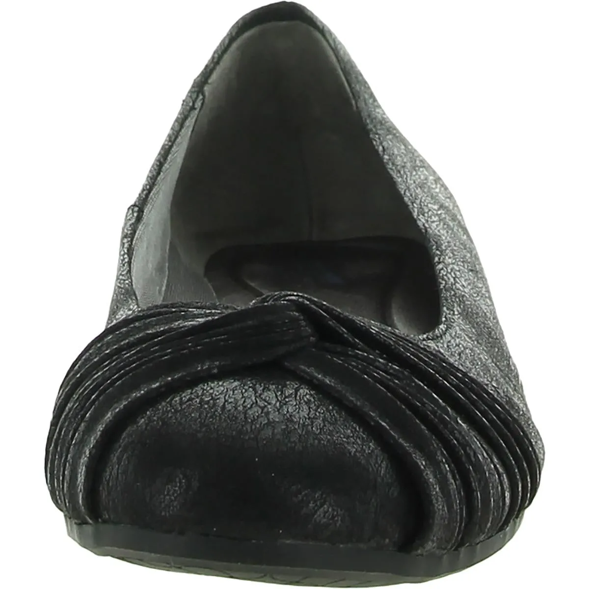 Pretend Womens Faux Leather Metallic Ballet Flats