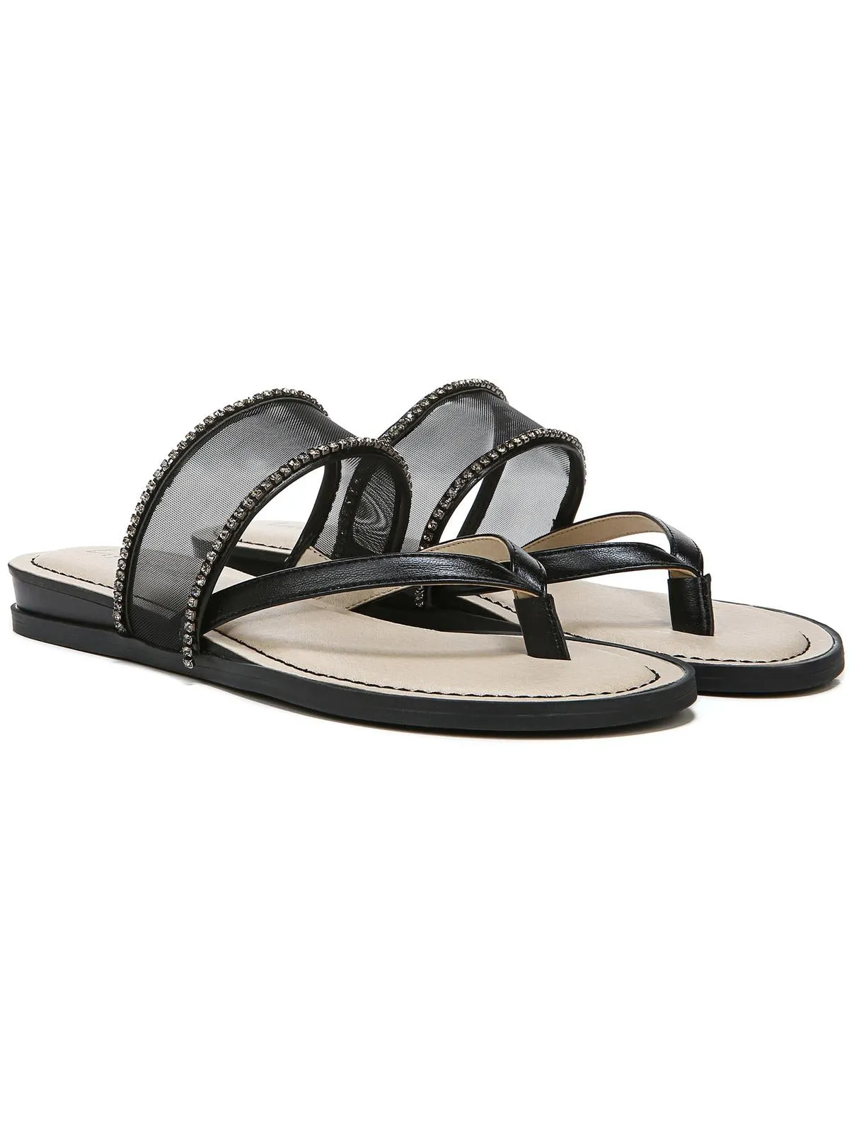 Radiant Glow Womens Faux Leather Slip On Slide Sandals