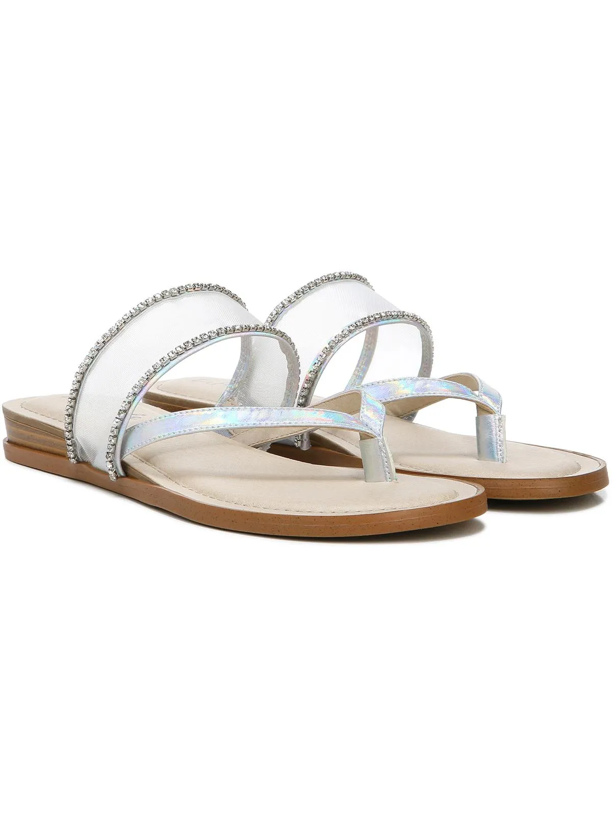 Radiant Glow Womens Faux Leather Slip On Slide Sandals