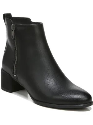 Richy Zip Womens Faux Leather Block Heel Ankle Boots
