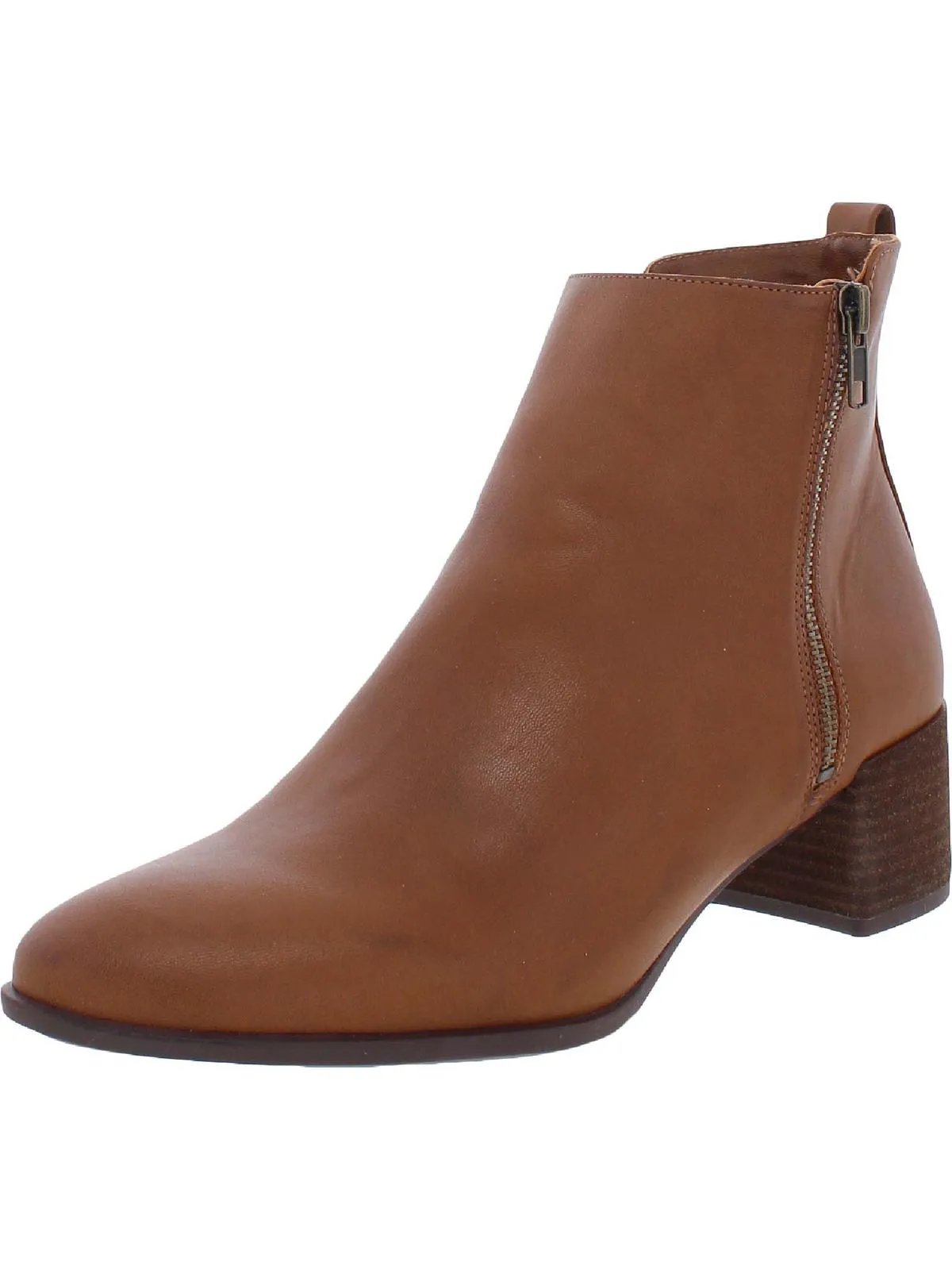 Richy Zip Womens Faux Leather Block Heel Ankle Boots