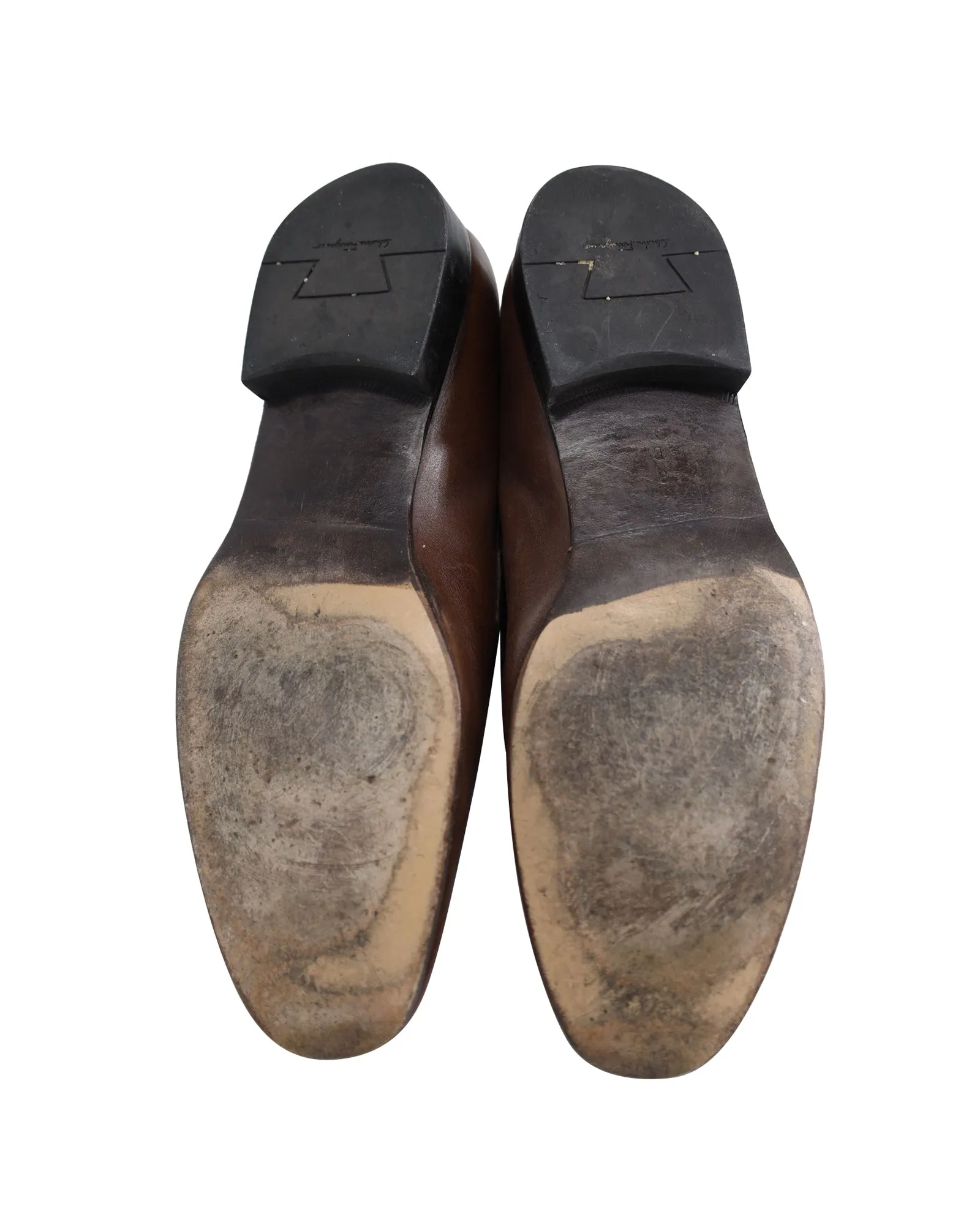 Salvatore Ferragamo Scarlet Loafers in Brown Leather