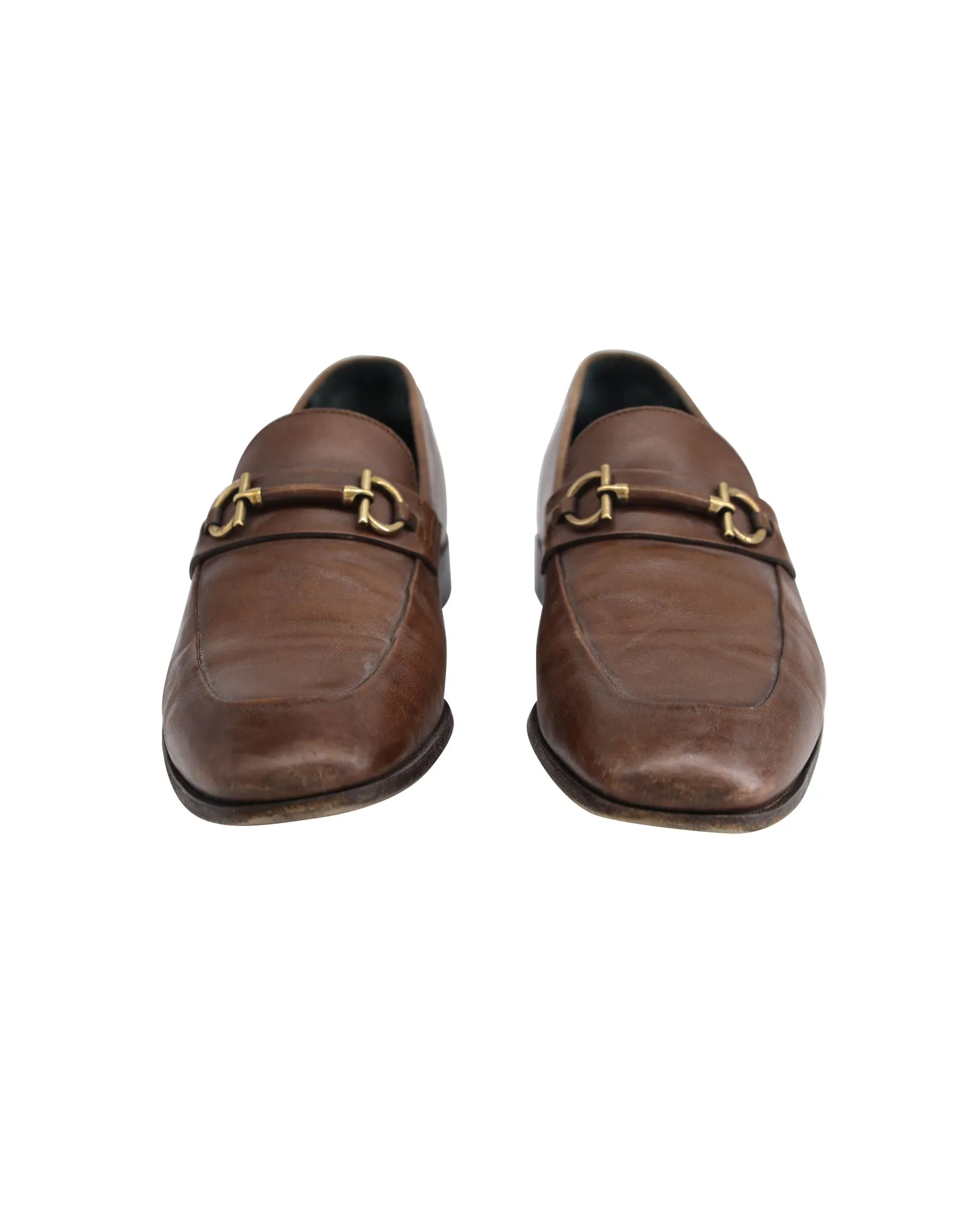 Salvatore Ferragamo Scarlet Loafers in Brown Leather