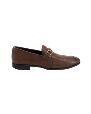 Salvatore Ferragamo Scarlet Loafers in Brown Leather