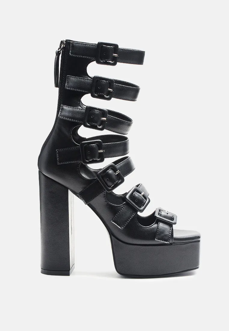 sarouchi caged high heel buckled sandals