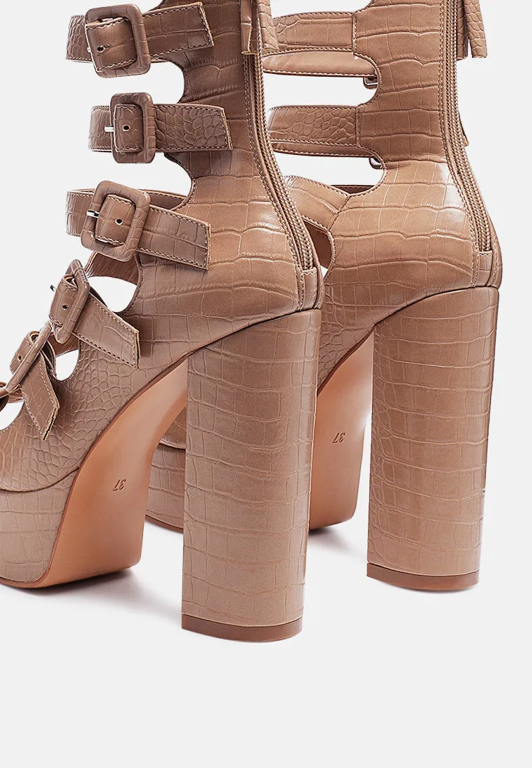 sarouchi caged high heel buckled sandals
