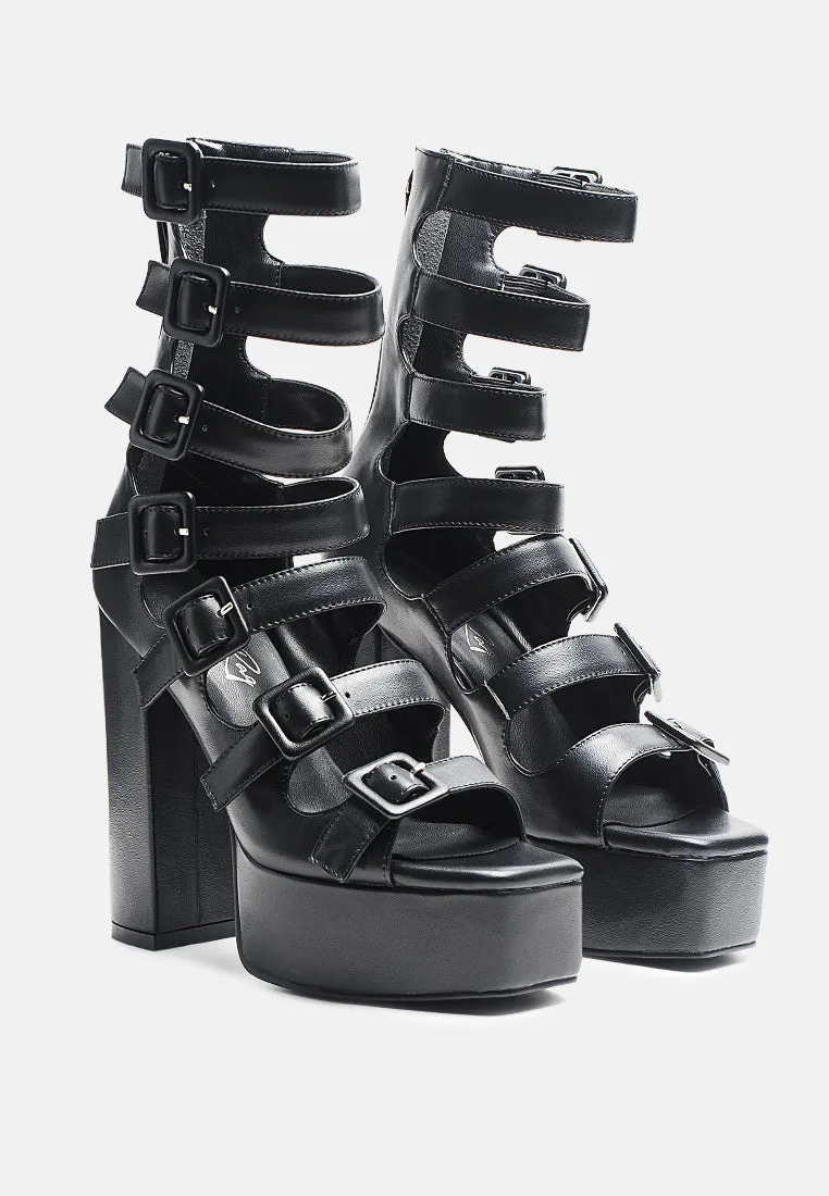 sarouchi caged high heel buckled sandals