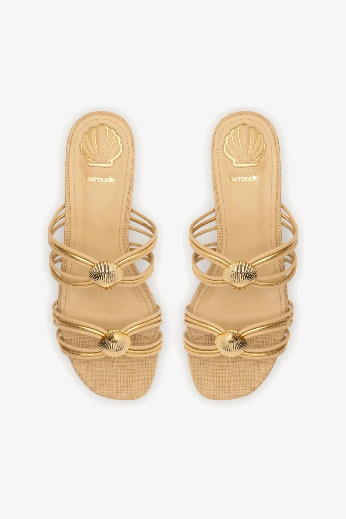 Shelly Flat Mule In Beige Raffia