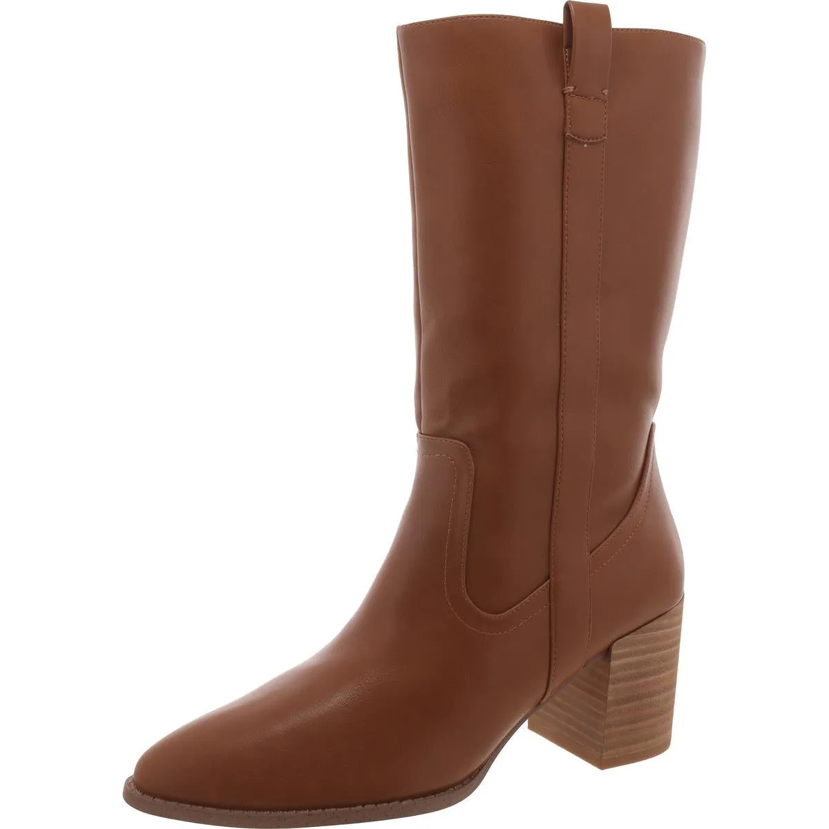 Tezza Womens Faux Leather Zipper Mid-Calf Boots